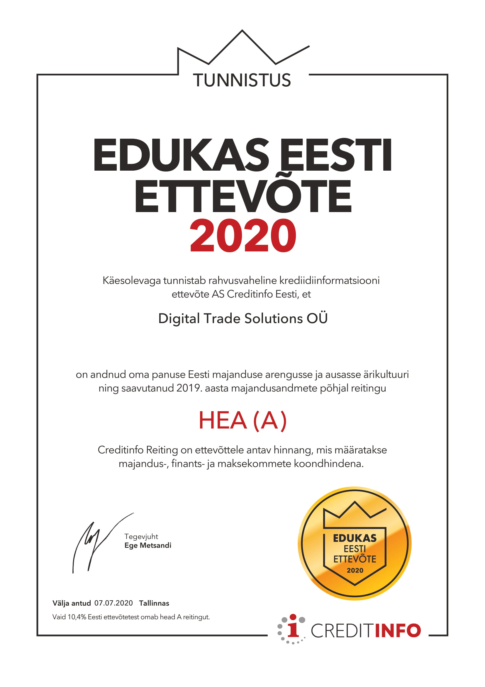 Edukas Eesti ettevõte 2020 GoGoNano edukas Eesti ettevõte 2020