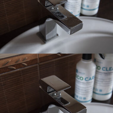 Before and after using EcoClean sanitary cleaner
