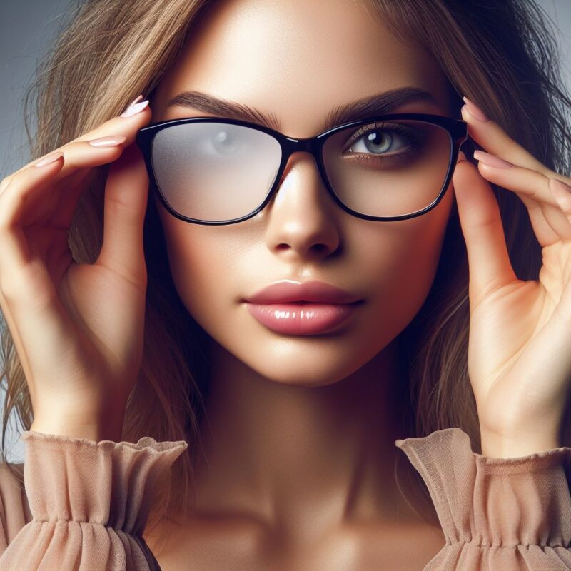 Women wearing glasses cleaned with anti-fog cloth