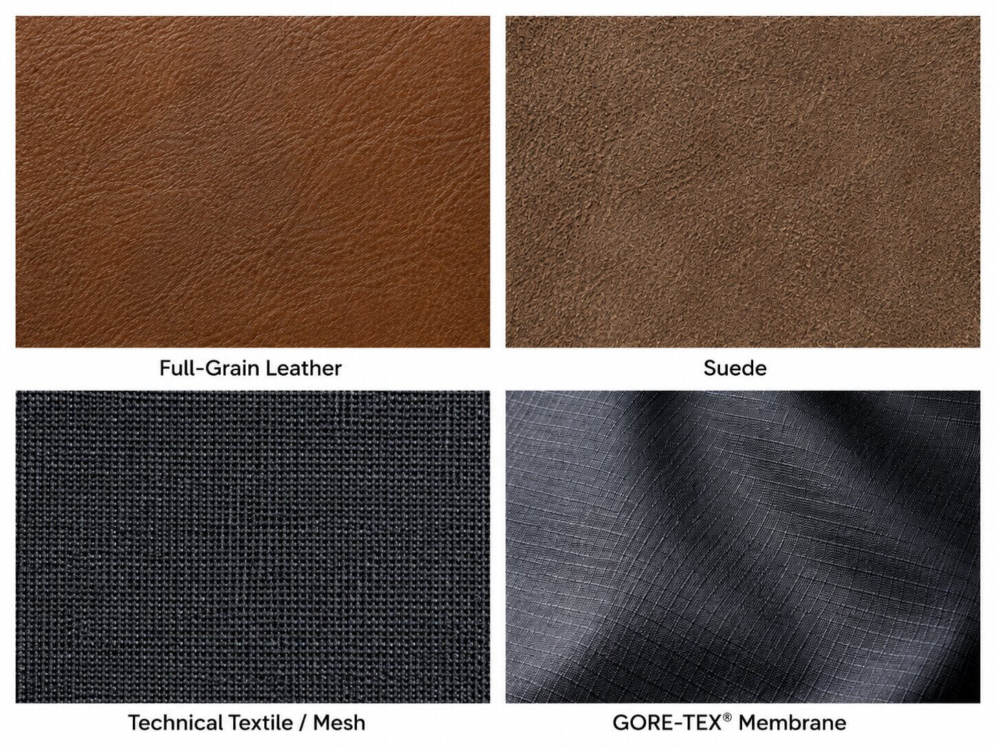 shoe materials leather suede textile gore tex swatches.jpg