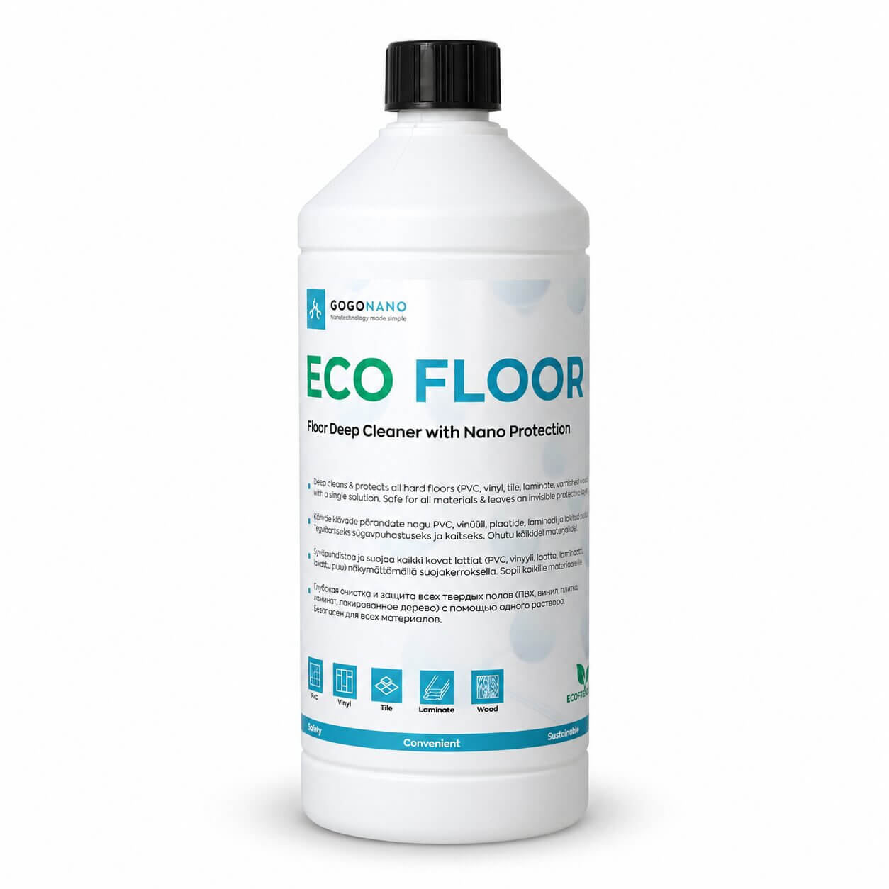 Natural Floor Cleaner EcoFloor, 1L GoGoNano EcoFloor natural floor cleaner with nano coating, 1L