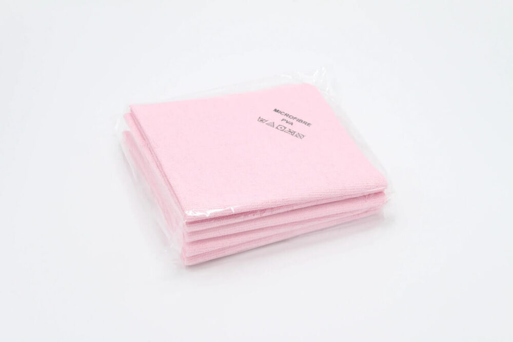 Bag of 5 PVA microfibre cloth lint free cleaning pink
