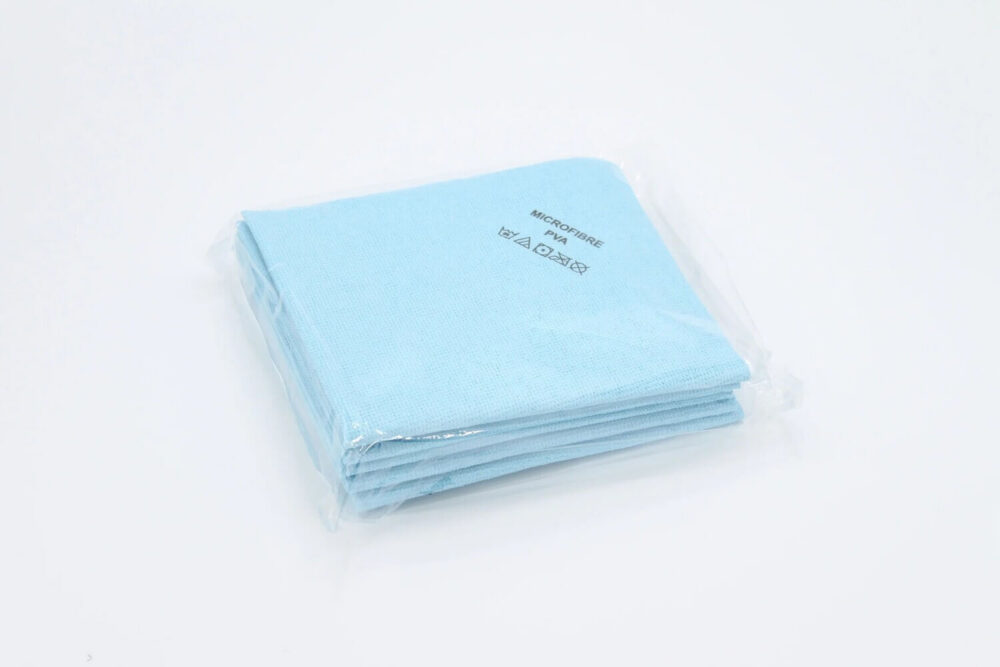 Bag of 5 PVA microfibre cloth lint-free cleaning blue
