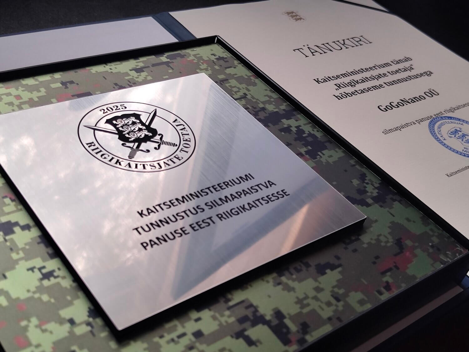 Riigikaitsjate toetaja GoGoNano hõbetaseme tunnustus 2025