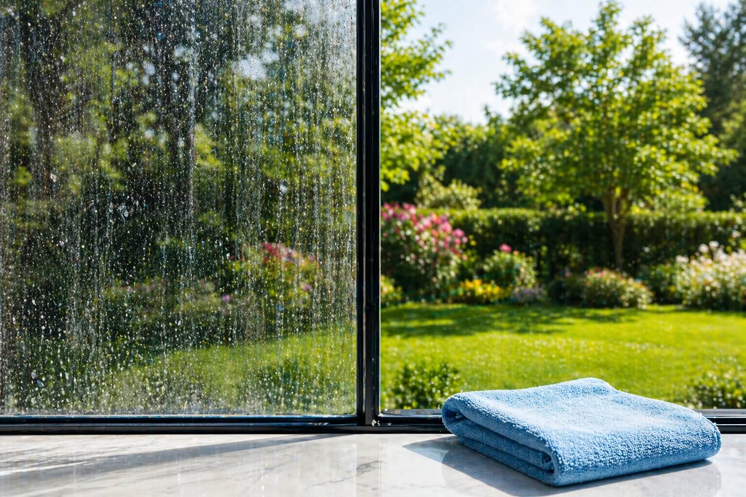 Close-up of heavy-duty yellow latex cleaning gloves being used for dishwashing