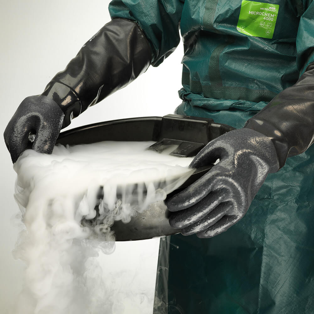 Paksud mustad neopreenkindad raske tööstusliku kemikaalikaitse ja hapete jaoks