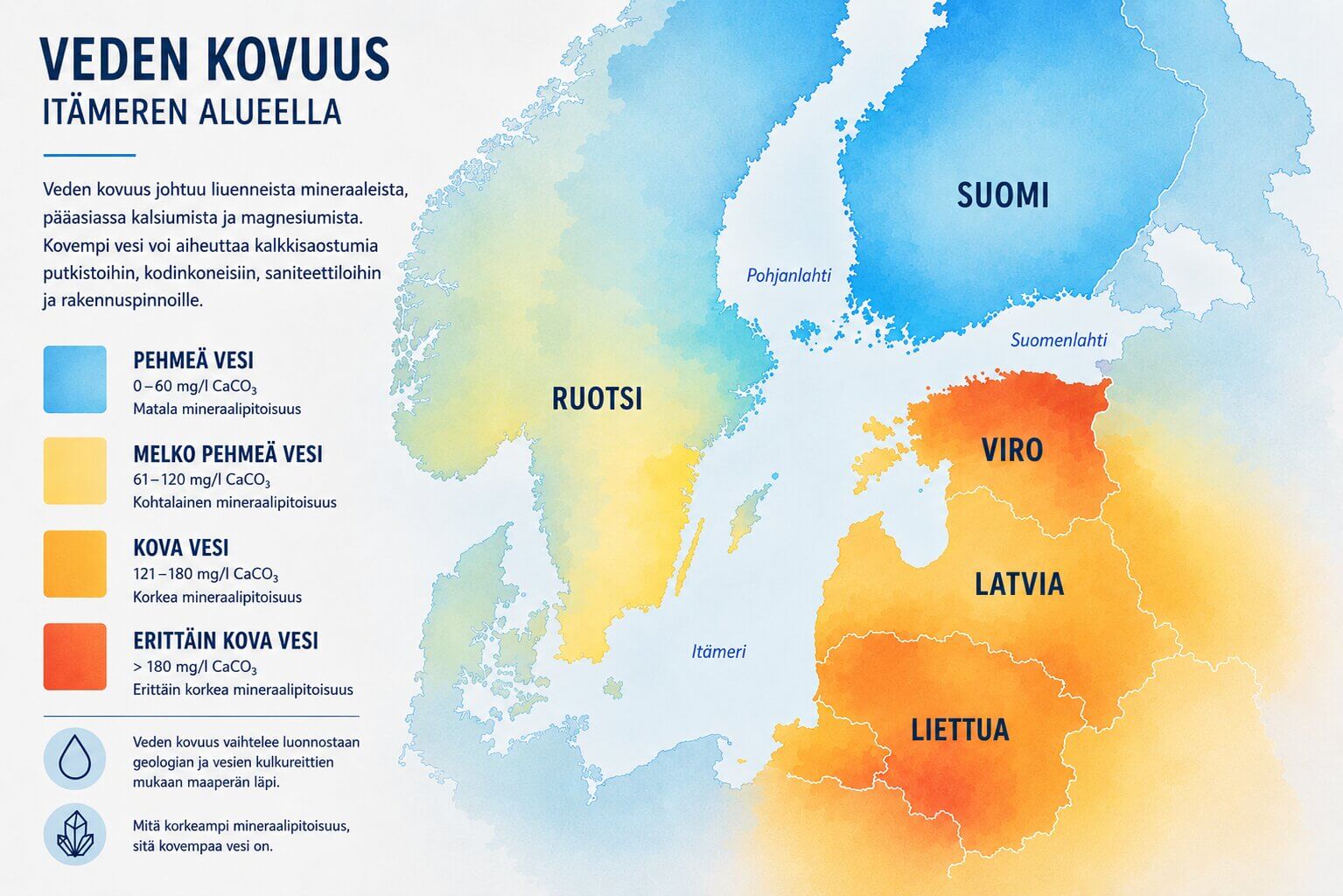 baltian pohjoismaiden veden kovuus kartta infografiikka uusi