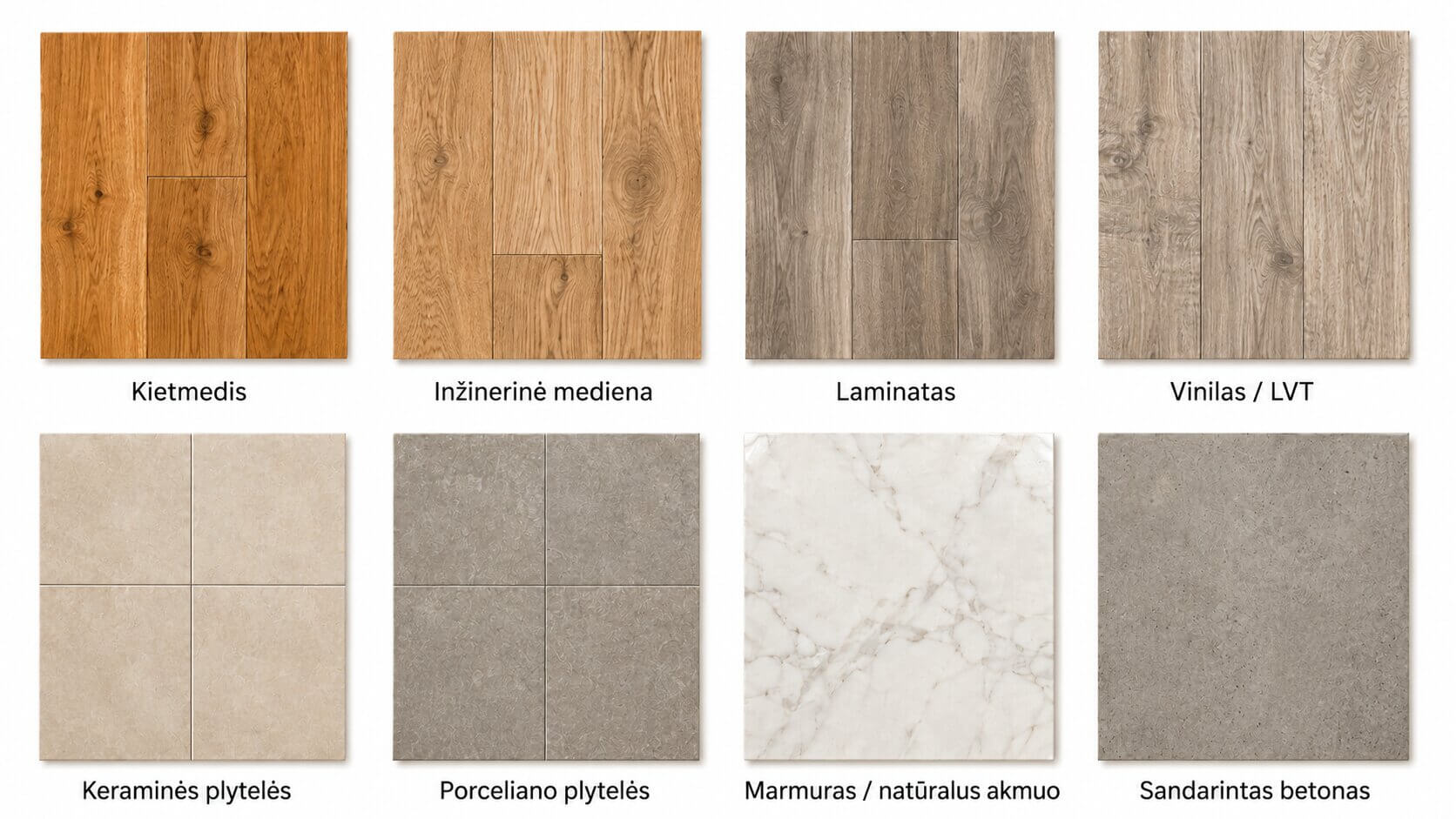 hard floor types identification guide lithuanian